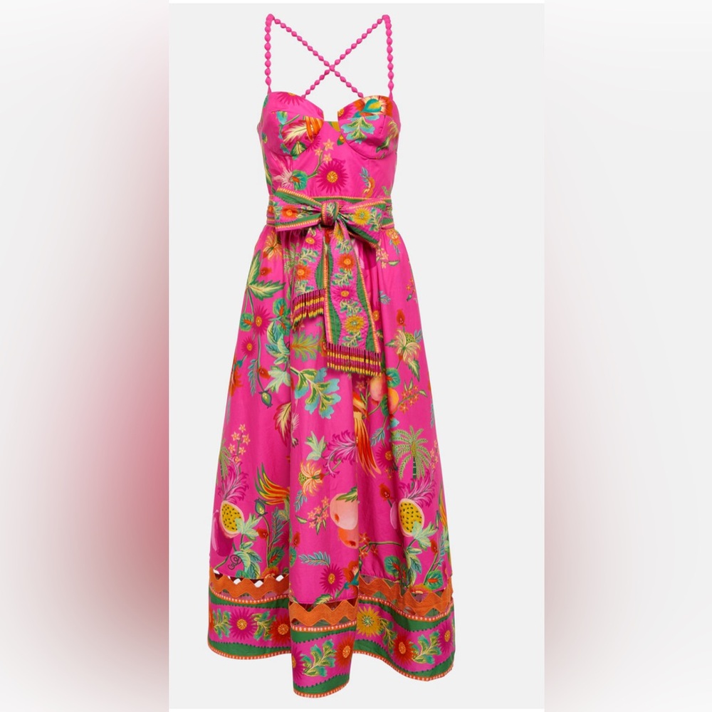 FARM RIO Delicate Fruit Garden cotton midi dress